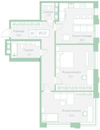 2 секция, 89,37 м²