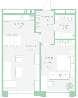 2 секция 70,4 м²